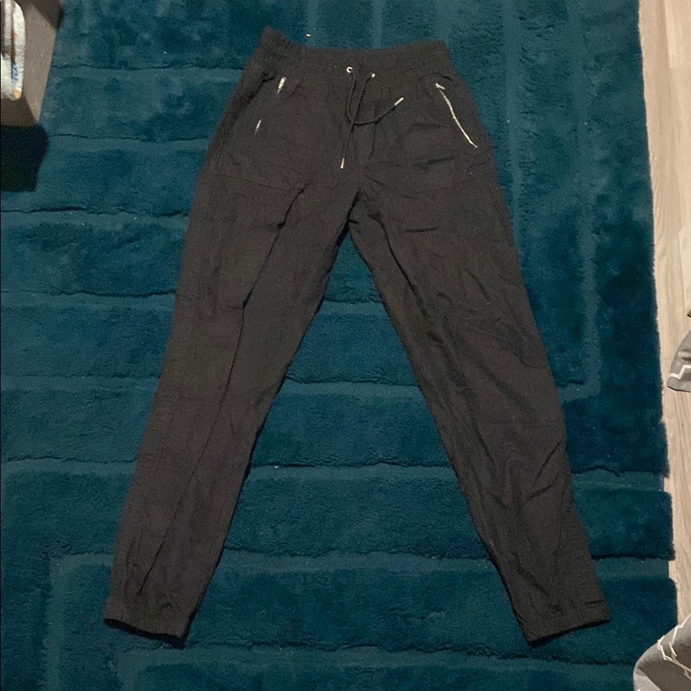 Black Jogger Pants with Zipper Details